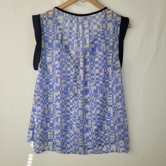 Collective Concept Womens Top Semi Sheer Geometric Henley Style Popover Sz Large - Picture 2 of 8